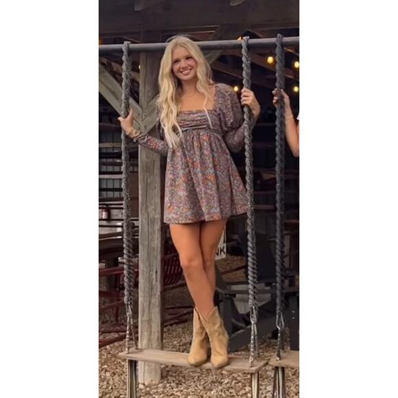 FOR LOVE AND LEMONS Multicolored Floral 100%Cotton Empire Brittany Mini Dress XS - Picture 8 of 16